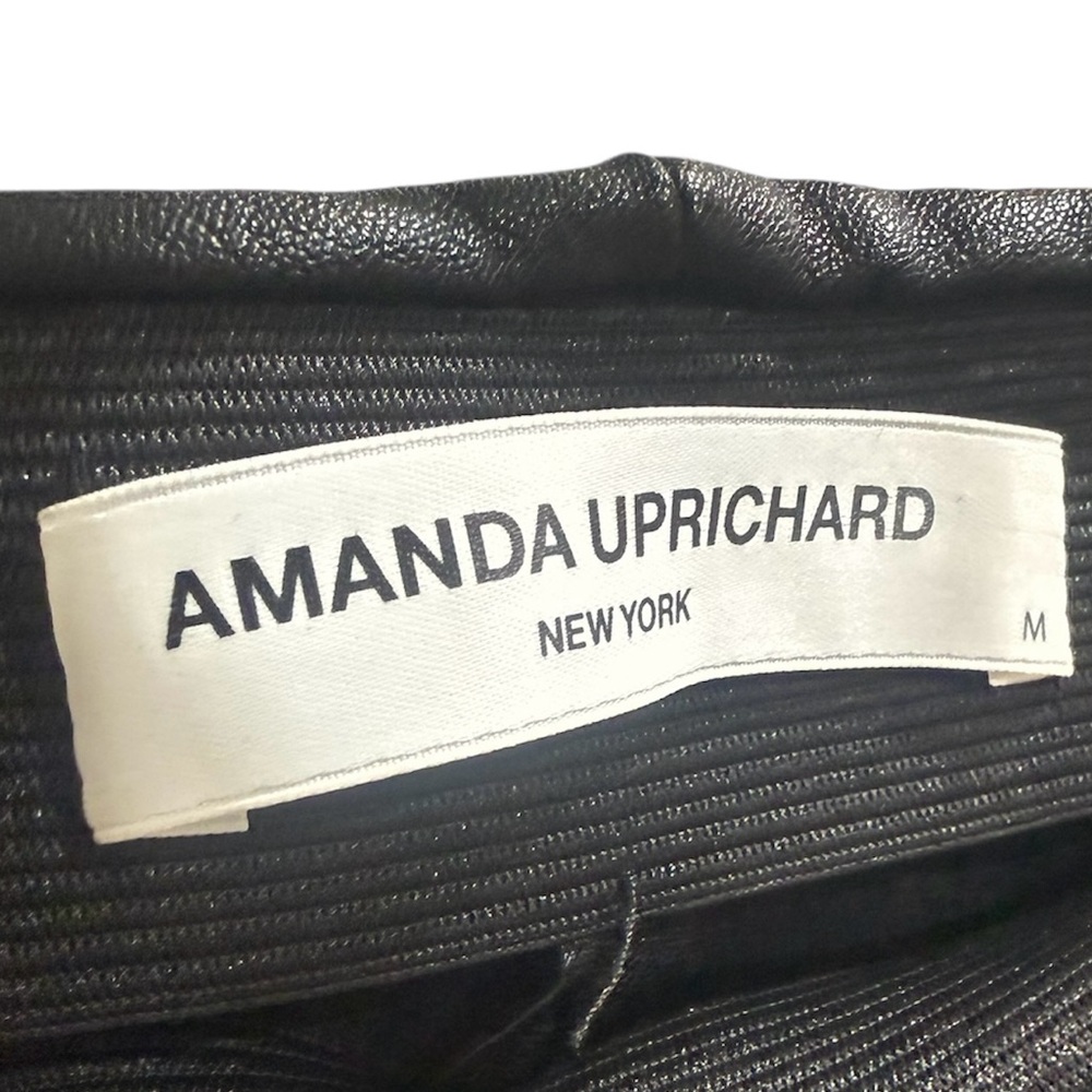Amanda Uprichard x Revolve Malta Faux Leather Split Hem Pants M Black - Picture 4 of 9